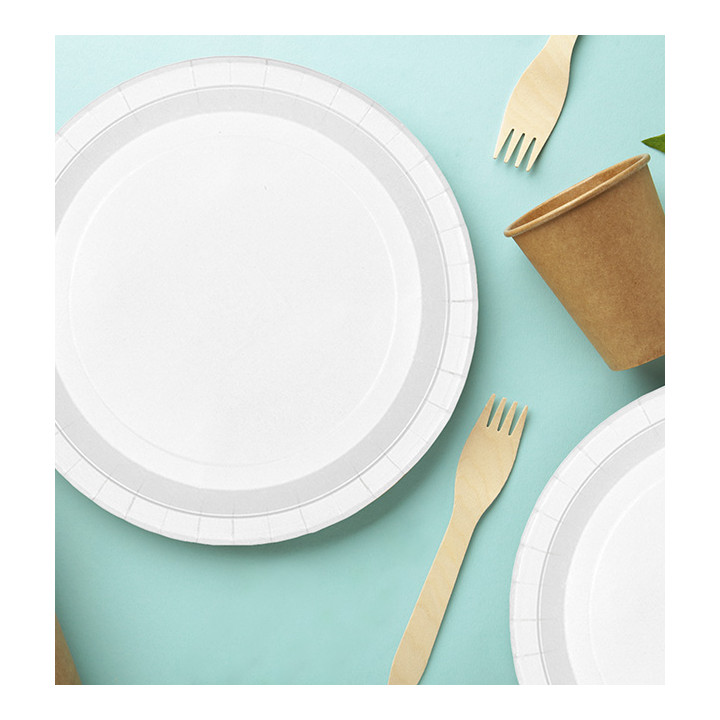 Paper Plate Round Greaseproof Shape White  Ø22cm 220g/m² (400 Units) 