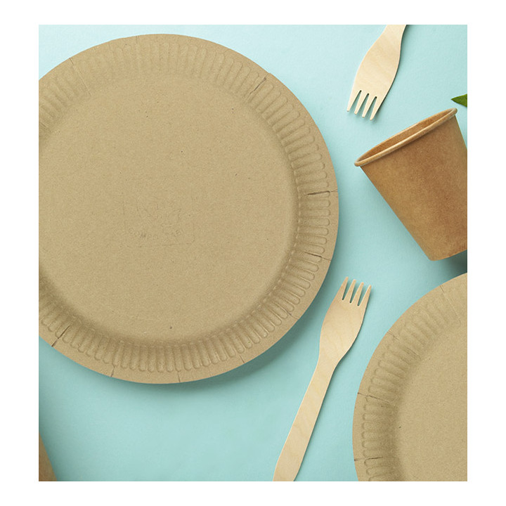 Round Paper Plate “Radial” Kraft Ø23cm 200gr/m² (50 Units)