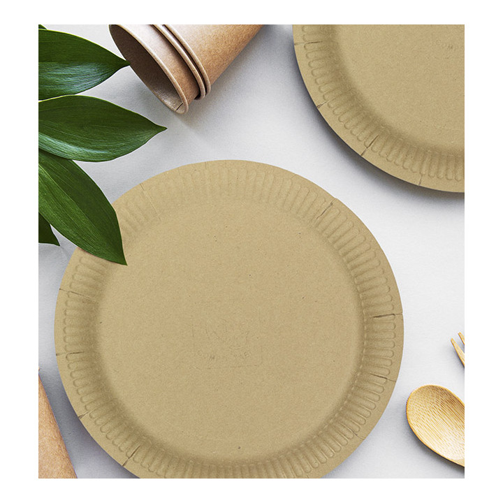Round Paper Plate “Radial” Kraft Ø23cm 200gr/m² (50 Units)