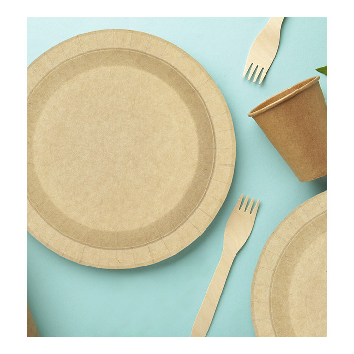 Paper Plate Round Shape Greaseproof Kraft Ø18cm 195g/m² (450 Units) 