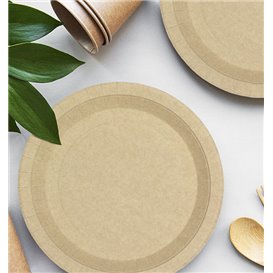 Paper Plate Round Shape Greaseproof Kraft Ø22cm 195g/m² (450 Units)