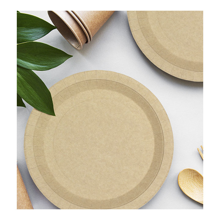 Paper Plate Round Shape Greaseproof Kraft Ø22cm 195g/m² (50 Units) 