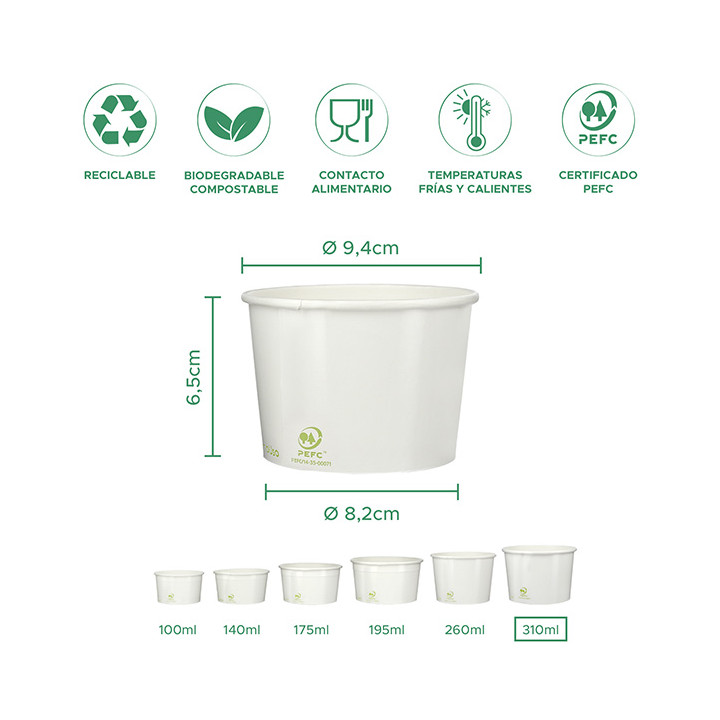 Paper Ice Cream Container Eco-Friendly 310ml (1200 Units)