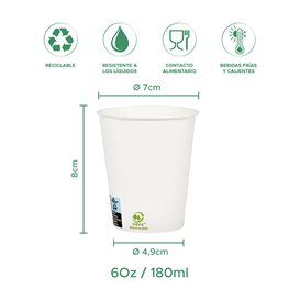 Paper Cup White 6Oz/180ml Ø7,0cm (3000 Units)