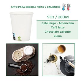 Paper Cup White 9Oz/280ml Ø8,0cm (50 Units) 