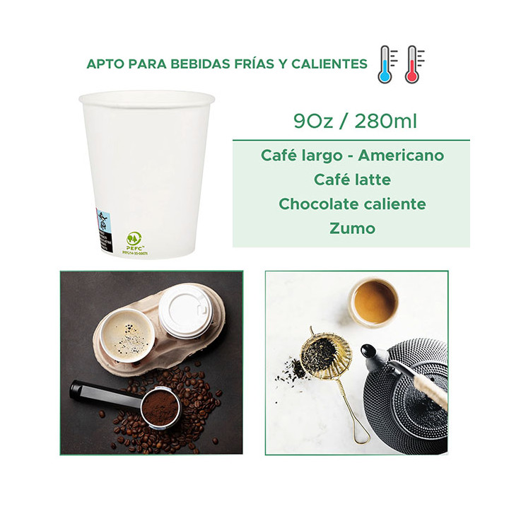 Paper Cup White 9Oz/280ml Ø8,0cm (50 Units) 