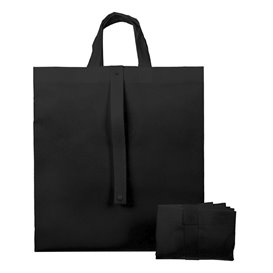 Non-Woven PREMIUM Foldable Foldable Bag with Short Handles Black 40+15x40cm (25 Units)