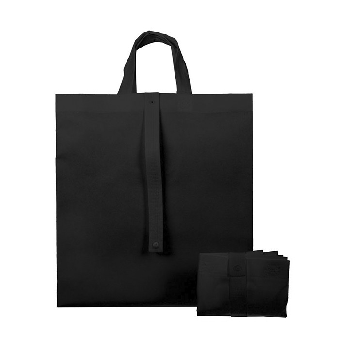 Non-Woven PREMIUM Foldable Foldable Bag with Short Handles Black 40+15x40cm (25 Units)
