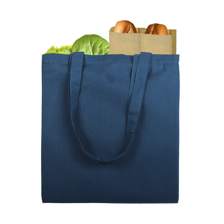 Cotton Bag with Long Handles Navy Blu 38x42cm (200 Units)