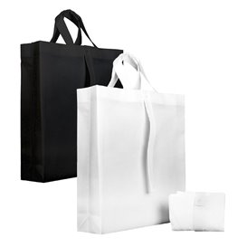 Non-Woven PREMIUM Foldable Foldable Bag with Short Handles White 40+15x40cm (25 Units)