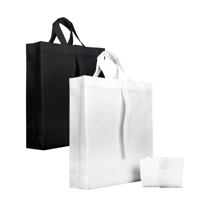 Non-Woven PREMIUM Foldable Foldable Bag with Short Handles Black 40+15x40cm (150 Units)