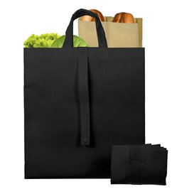 Non-Woven PREMIUM Foldable Foldable Bag with Short Handles Black 40+15x40cm (150 Units)