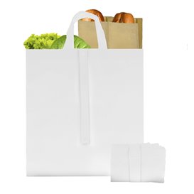 Non-Woven PREMIUM Foldable Foldable Bag with Short Handles White 40+15x40cm (150 Units)