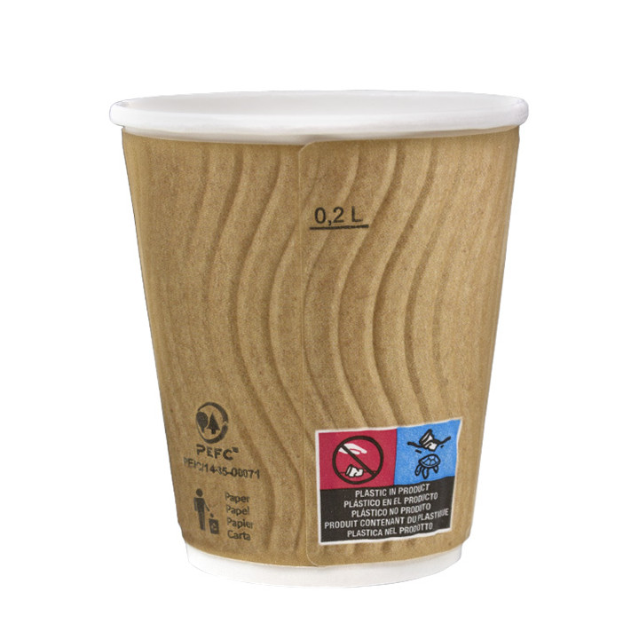Paper Cup Ripple Wall Kraft 9Oz/270ml Ø8,0cm (1.050 Units)