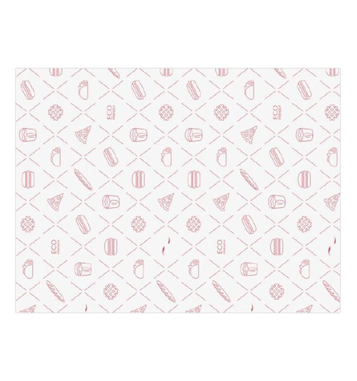 Eco Greaseproof Paper for Wrappling Red 30x40cm (3.000 Units)