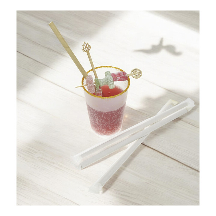 Kraft Paper Straw Straight Wrapped With a Sleeve Ø8mm 24cm (3.000 Units)