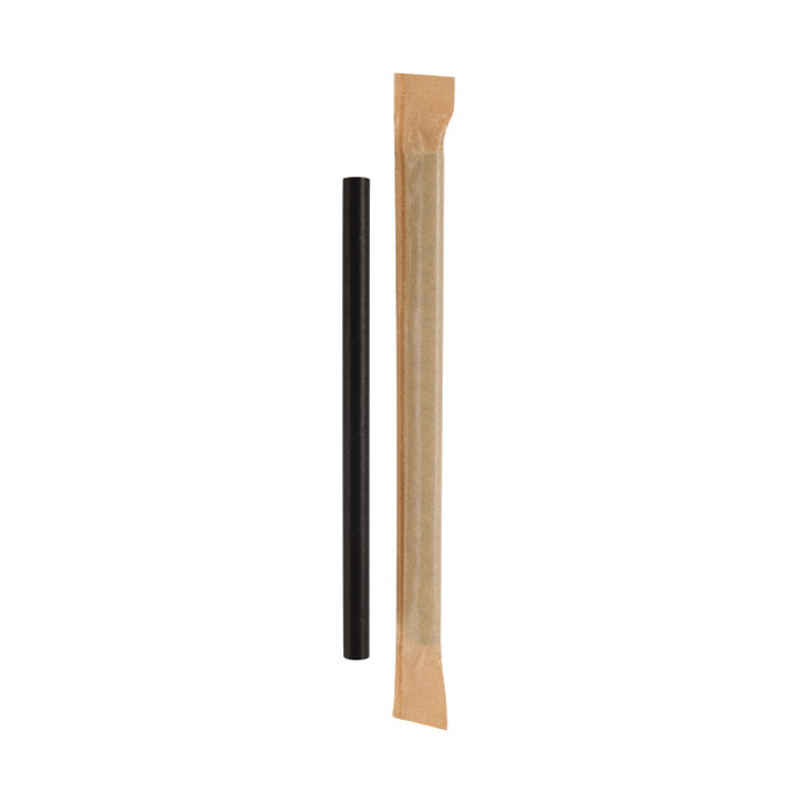 Paper Straw Straight Nature Wrapped With a Kraft Sleeve Ø8mm 14cm (6000 Units)