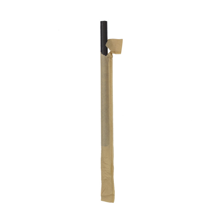 Paper Straw Straight Nature Wrapped With a Kraft Sleeve Ø8mm 14cm (100 Units)