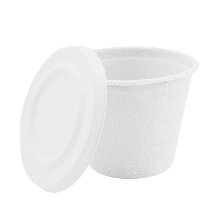 Sucarcane Lid Container 425ml White Ø9,5cm (50 Units)