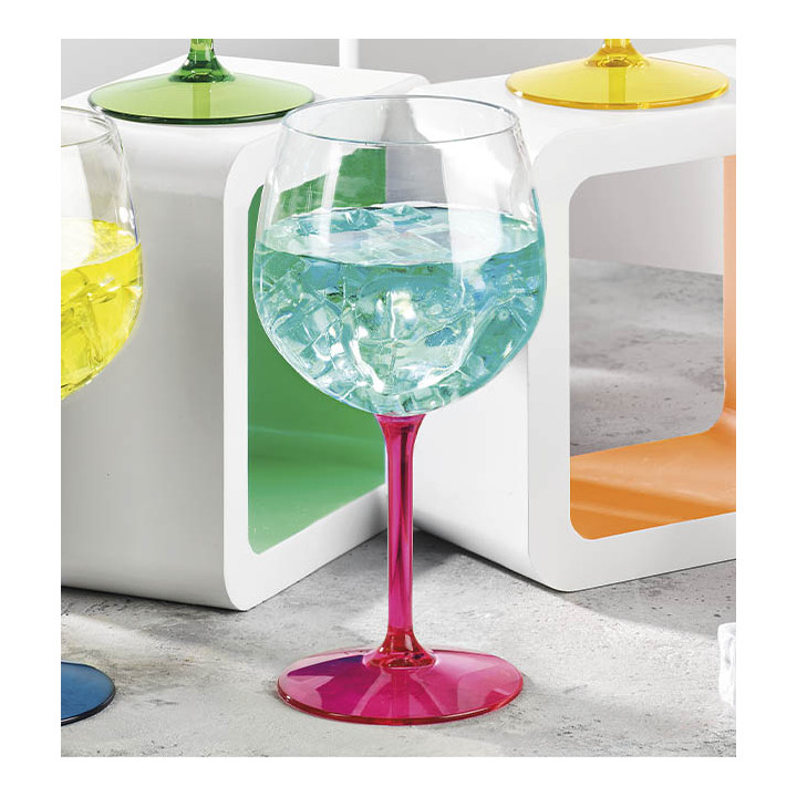 Reusable Durable Balloon Glass in TT Fuchsia Foot 580ml (6 Units)