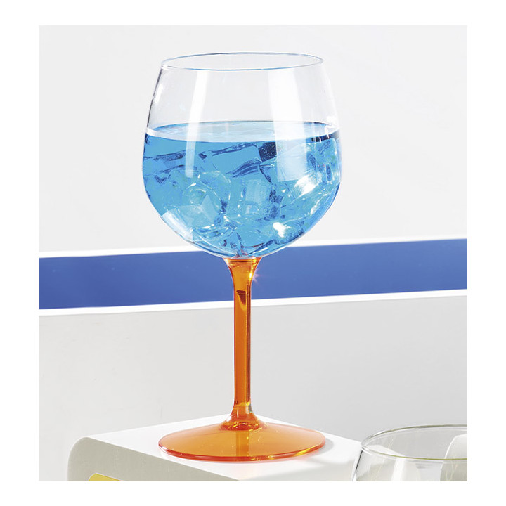 Reusable Durable Balloon Glass in TT Orange Foot 580ml (1 Unit)