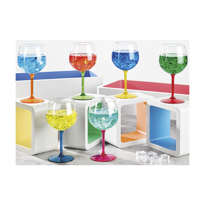 Reusable Durable Balloon Glass in TT Fuchsia Foot 580ml (6 Units)