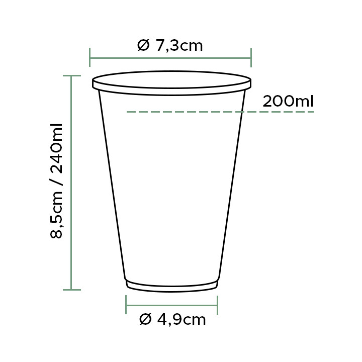 Reusable Plastic Cup in PP White 240ml (100 Units)  