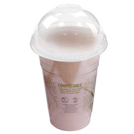 Compostable PLA Dome Lid Green Stripe® without Hole Ø9,6cm (1.000 Units)