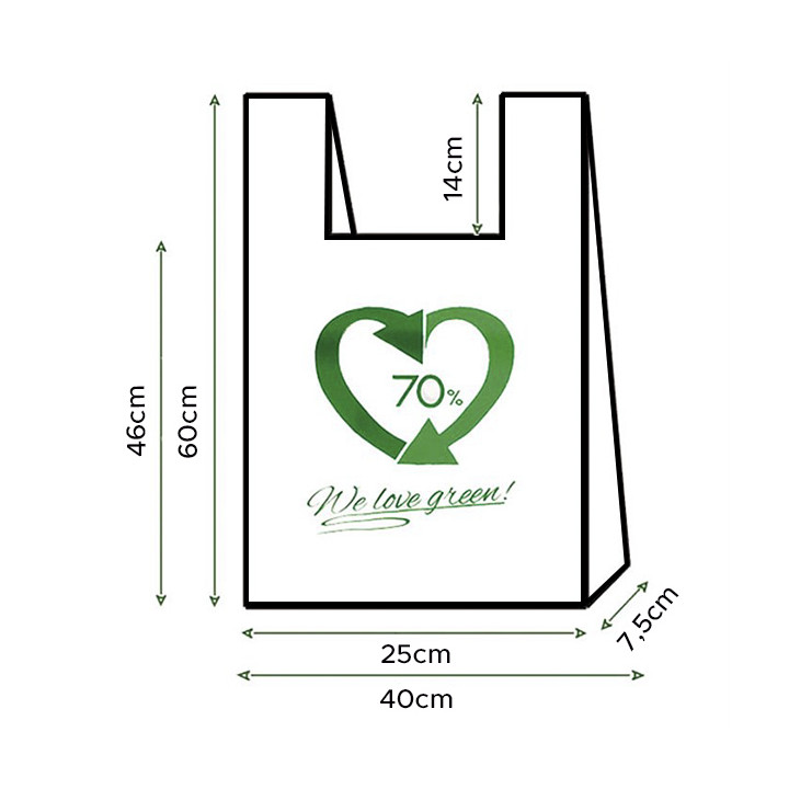 Reusable Plastic T-Shirt 40x60cm 50µm (800 Units)