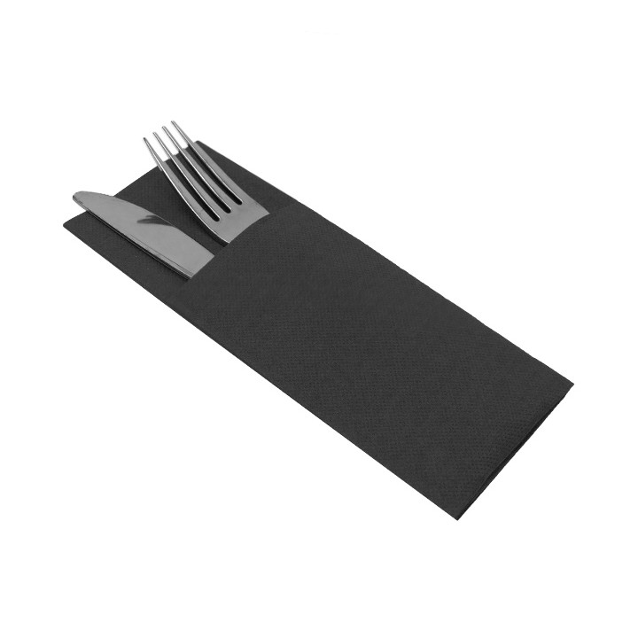 Cutlery Napkin Fold Micropoint 33x40cm Black (60 Units)