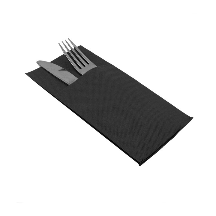 Cutlery Napkin Fold Micropoint 40x40cm Black (30 Units)