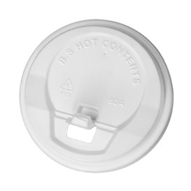 Plastic Lid with Hole PS White Ø8,0cm (1000 Units)