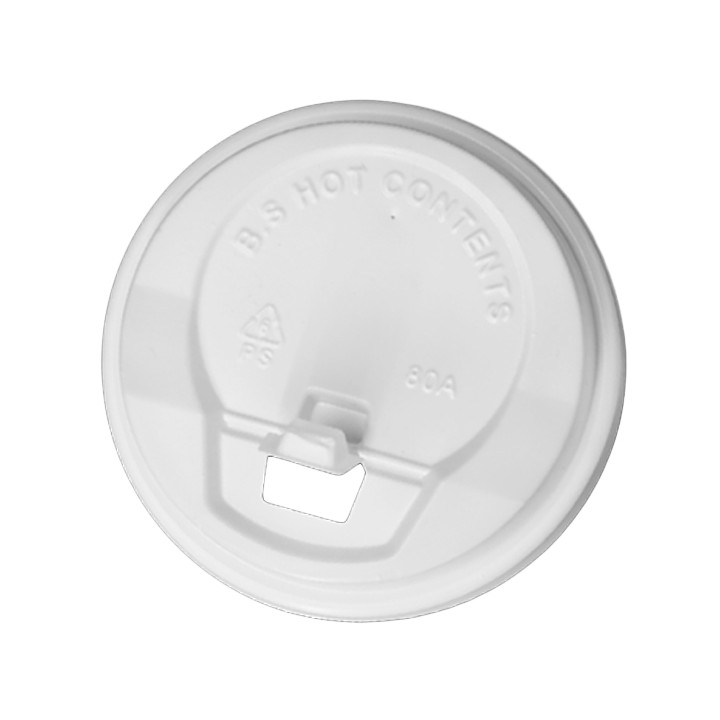 Plastic Lid with Hole PS White Ø8,0cm (100 Units)