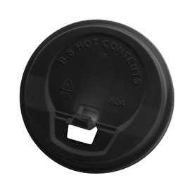 Lid with Hole for Paper Cup 7Oz Black Ø7,2cm (100 Units)