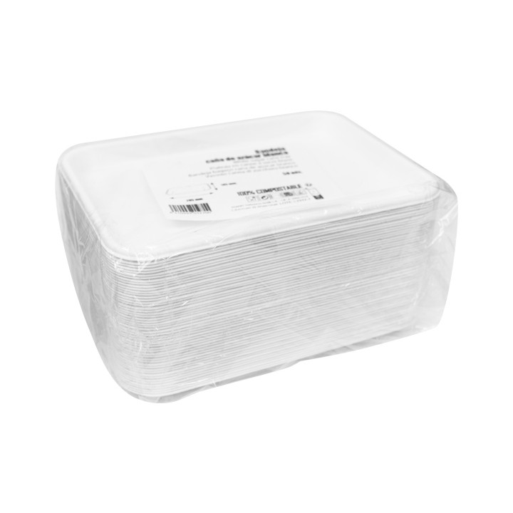 White Sugar Cane Tray 20,5x14,5cm (50 Units)
