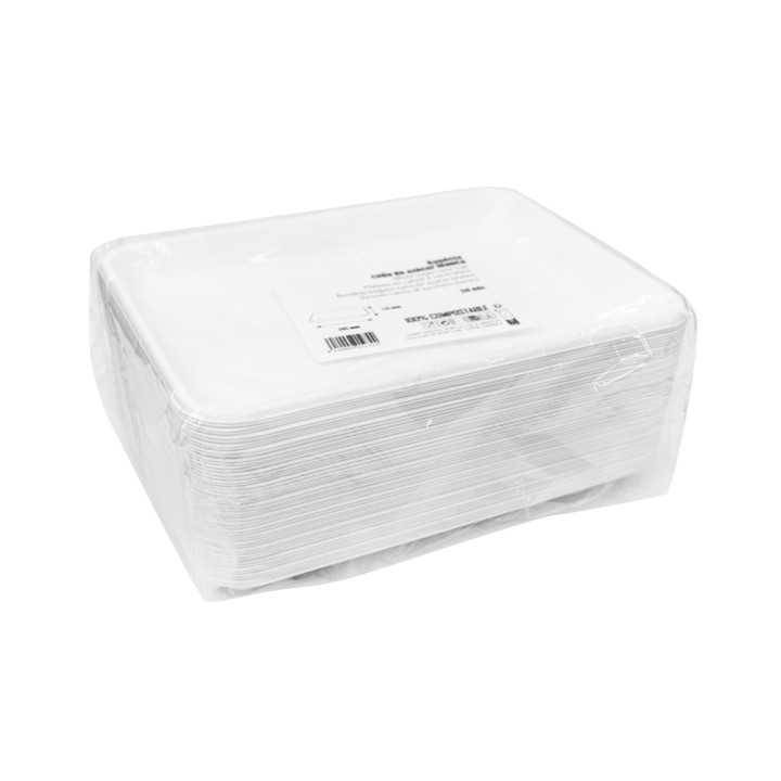 White Sugar Cane Tray 24,5x17,5cm (50 Units) 
