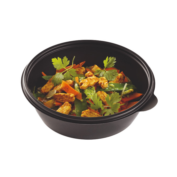 Plastic Deli Container PP Black 1000ml (50 Units) Ø19cm 