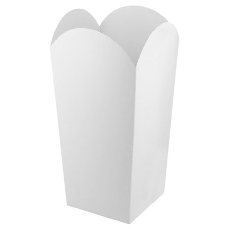 White cardboard popcorn box 6.5 x 8.5 x 15 cm