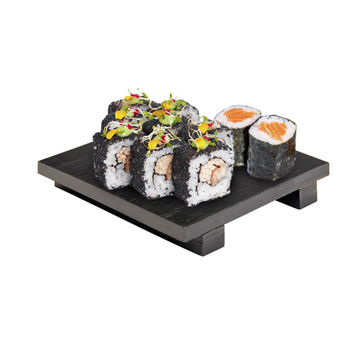 Bamboo Sushi Tray Black 15x15x2,5cm (1 Unit) 