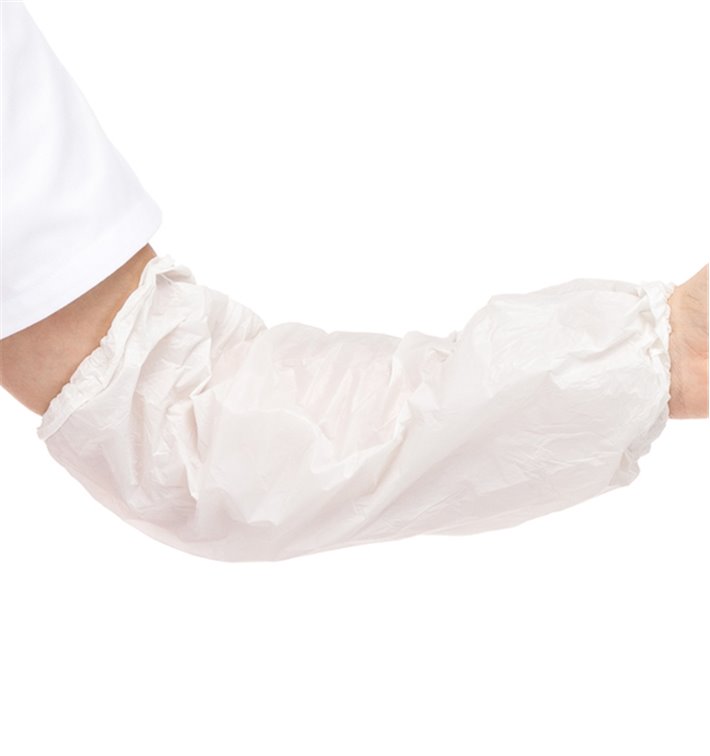 Disposable Plastic Over Sleeve PE White G80 18x44cm (100 Units)  