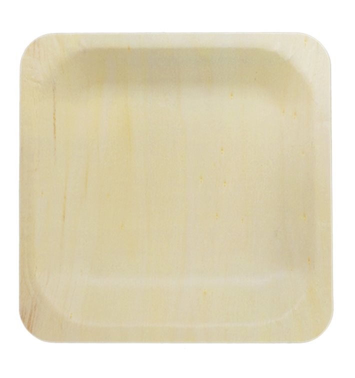 Square Wooden Plate 10,5x10,5cm (25 Units)