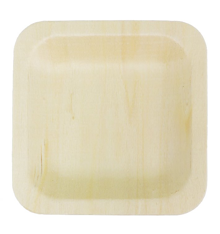 Square Wooden Plate 9x9cm (25 Units)