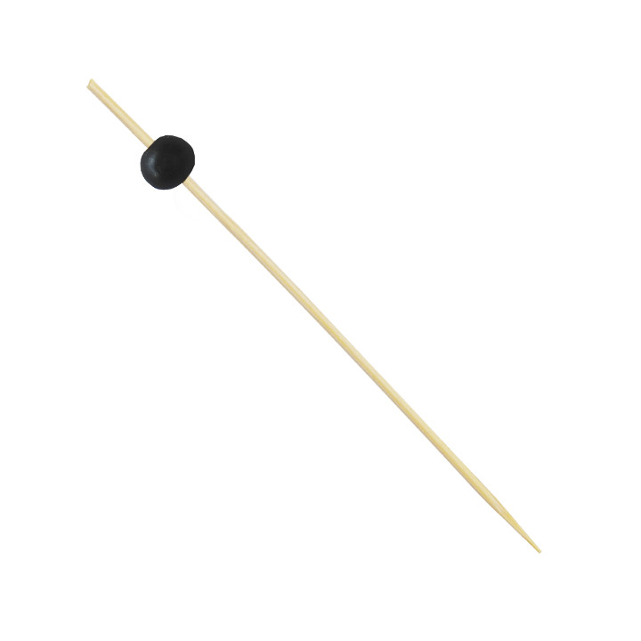 Bamboo Food Pick "Big Ball" Design Black 12,5cm (100 Units)  