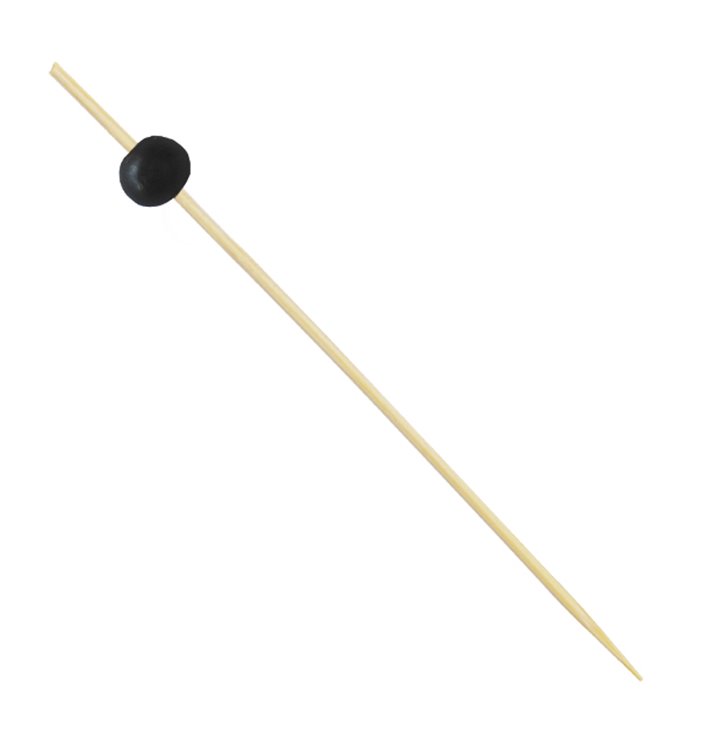 Bamboo Food Pick "Big Ball" Design Black 12,5cm (1.200 Units)