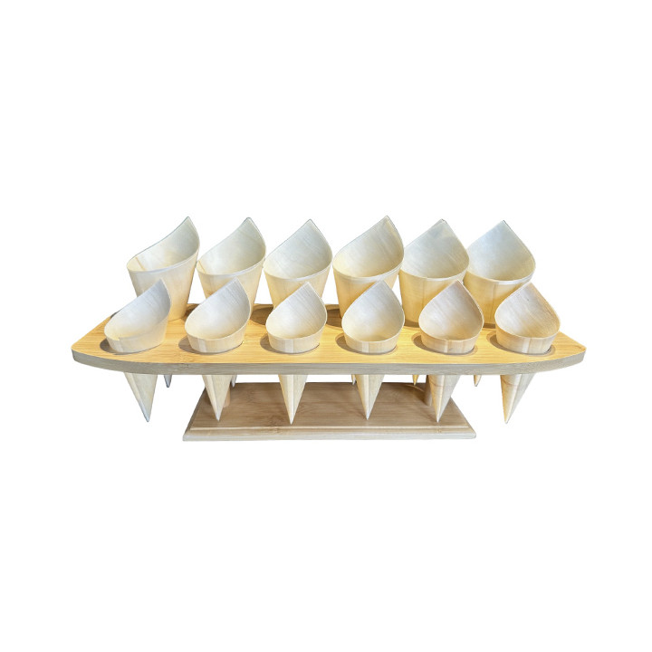 Bamboo Serving Cone Holder 12 Slots (1 Units)