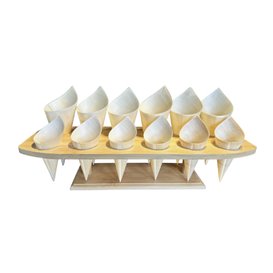 Bamboo Serving Cone Holder 12 Slots (4 Units)