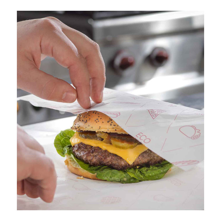 Eco Greaseproof Paper for Wrappling Red 30x30cm (5.000 Units)