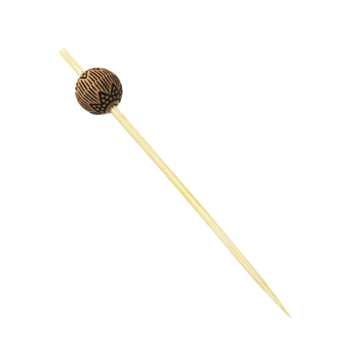 Bamboo Food Pick Ethnic Design 9cm (1200 Units)