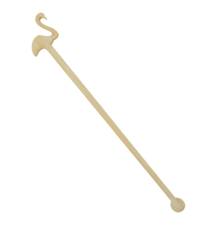 Bamboo Pink Flamingo Drink Stirrer 14cm (50 Units)