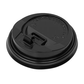 Lid with Hole for Paper Cup 7Oz Black Ø7,2cm (50 Units)